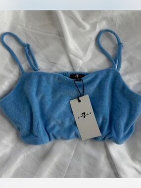 7 For All Mankind Light Blue Terry Crop Top with Tag